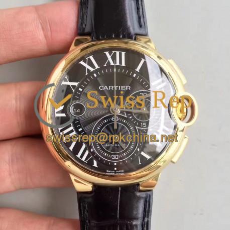 Replica Cartier Ballon Bleu Chronograph W6920007 V5 Yellow Gold Black Dial Swiss 8101 MC