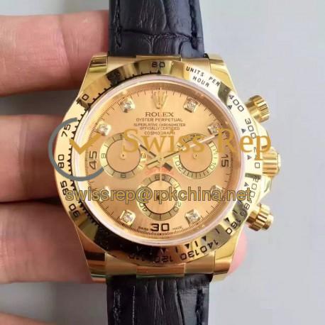 Replica Rolex Daytona Cosmograph 116518 JH Yellow Gold Champagne Dial Swiss 4130 Run 6@SEC