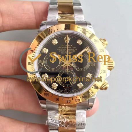 Replica Rolex Daytona Cosmograph 116503 JH Yellow Gold & Stainless Steel Black Dial Swiss 4130 Run 6@SEC