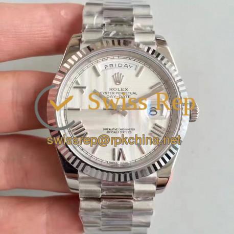 Replica Rolex Day-Date 40 228239 40MM N Stainless Steel Silver Quadrant Dial Swiss 3255