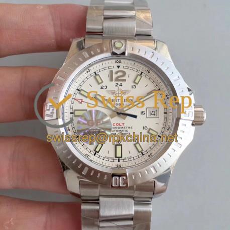 Replica Breitling Colt Automatic 44MM A1738811-G791 GF Stainless Steel White Dial Swiss 2824-2