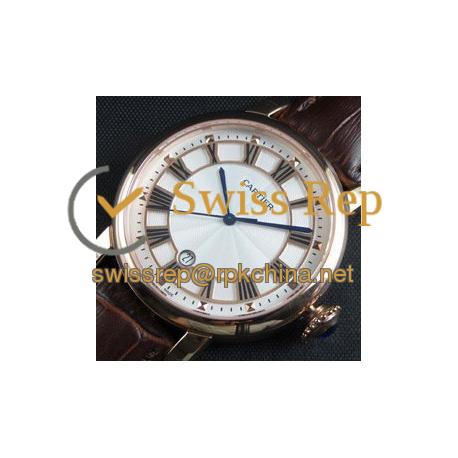 Replica Cartier Rotonde 42MM Rose Gold White Dial Swiss 2824-2