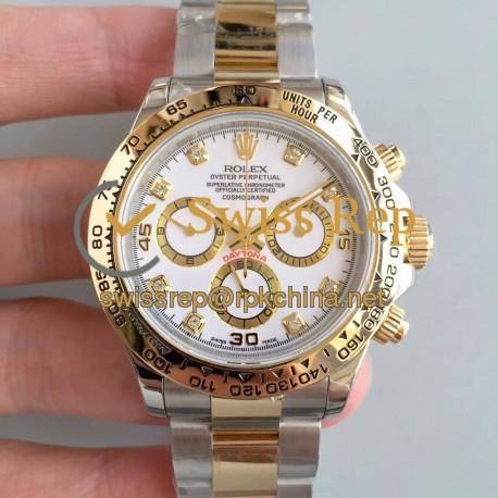 Replica Rolex Daytona Cosmograph 116503 3A 18K Yellow Gold Wrapped & Stainless Steel 904L White Dial Swiss 7750 Run 6@SEC