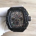Replica Richard Mille RM011-03 Flyback Chronograph KL Forged Carbon Black Skeleton Dial Swiss 7750