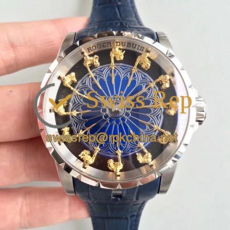 Replica Roger Dubuis Excalibur Knights Of The Round Table II RDDBEX0495 N Stainless Steel Blue Dial M6T15