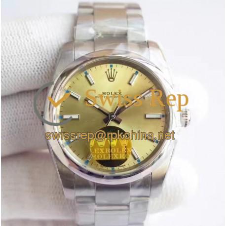 Replica Rolex Oyster Perpetual 39 114300 2018 UB Stainless Steel Champagne Dial Swiss 2836-2