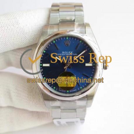 Replica Rolex Oyster Perpetual 34 114300 2018 UB Stainless Steel Blue Dial Swiss 2836-2