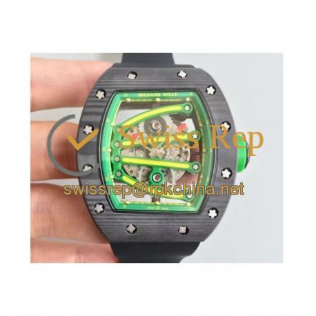 Replica Richard Mille RM59-01A Forged Carbon Green Skeleton Dial M6T51