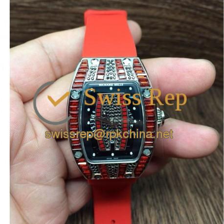 Replica Richard Mille RM007 Lady Stainless Steel Red Diamonds Dial M6T51