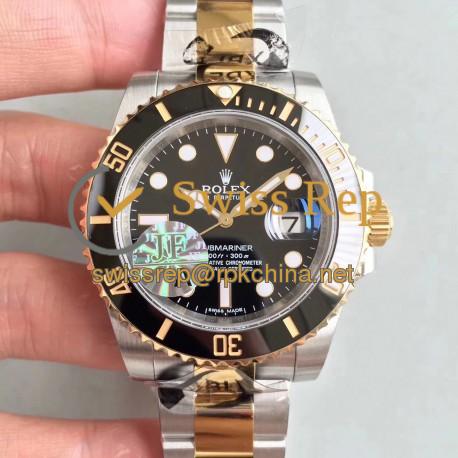 Replica Rolex Submariner Date 116613LN JF Yellow Gold & Stainless Steel Black Dial Swiss 3135
