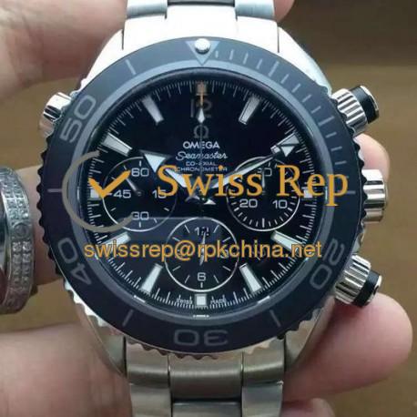 Replica Omega Seamaster Planet Ocean Chronograph 45MM Stainless Steel Black Dial Swiss 7750