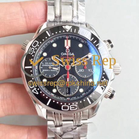 Replica Omega Seamaster Diver 300M Co-Axial Chronograph 44MM 212.32.44.50.01.001 OM Stainless Steel Black Dial Swiss 7753