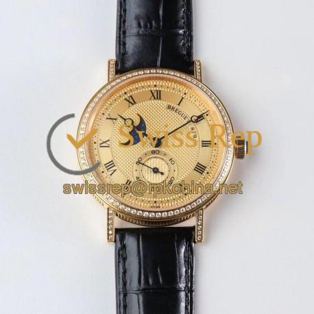 Replica Breguet Classique Moonphase 4396 GXG Yellow Gold & Diamond Gold Dial Swiss 5165R