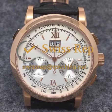 Replica A. Lange & Sohne Datograph Flyback BM Rose Gold White Dial Swiss Lemania