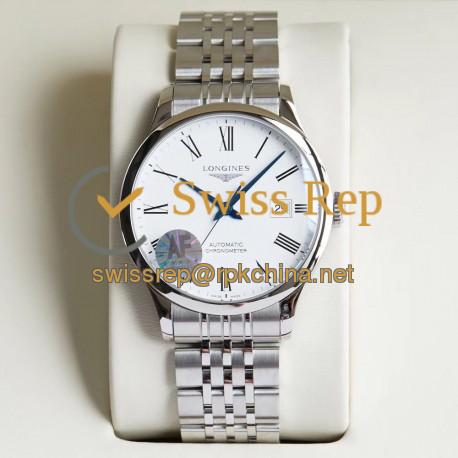 Replica Longines Record L2.821.4.11.6 AF Stainless Stee White Dial Swiss L888.4