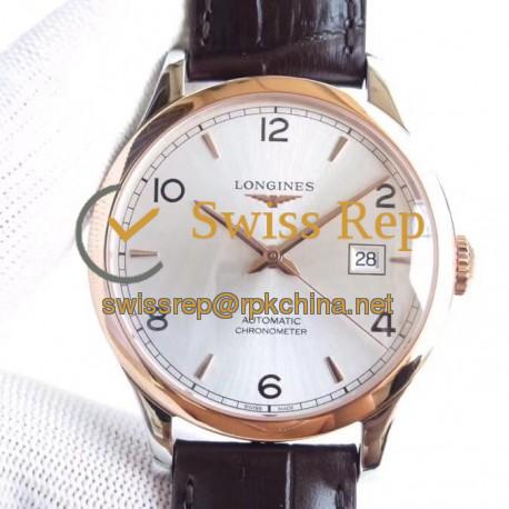 Replica Longines Record L2.821.4.76.2 AF Stainless Steel & Rose Gold Silver Dial Swiss L888.4