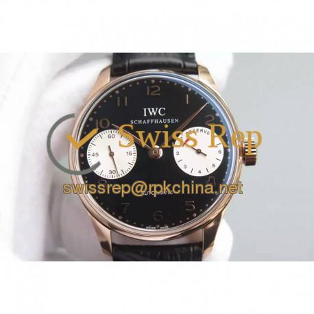 Replica IWC Portuguese IW5001 YL V3 Rose Gold Black & White Dial Swiss 52010