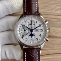Replica Longines Master Collection Moonphase Chronograph L2.673.4.78.3 JF Stainless Steel White Dial Swiss 7751