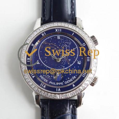 Replica Patek Philippe Grand Complications Sky Moon Celestial 5102G N Stainless Steel & Diamond Blue Dial Swiss 240 LU CL C