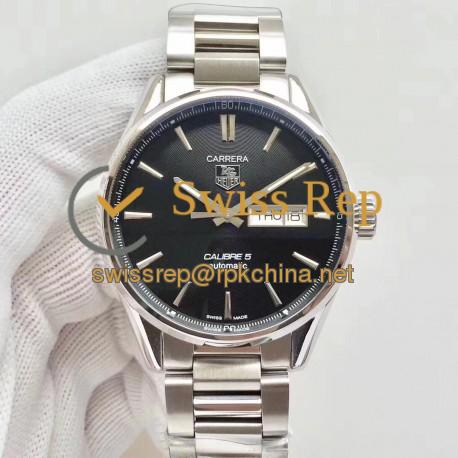 Replica Tag Heuer Carrera Calibre 5 Day-Date 41MM WAR201A.BA0723 N Stainless Steel Black Dial Swiss 2836-2