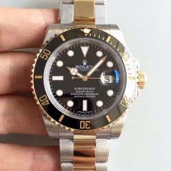 Submariner Date 116613 LN 2018 Noob Factory V8 24K Yellow Gold Wrapped & SS Black Dial 3135