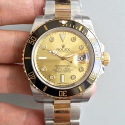 Submariner Date 116613 LN 2018 Noob Factory V8 24K Yellow Gold Wrapped & SS Champagne Dial 3135