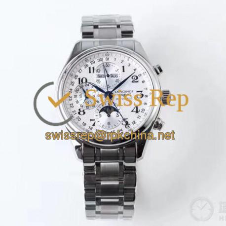 Replica Longines Master Collection Moonphase Chronograph L2.673.4.78.6 JF Stainless Steel White Dial Swiss 7751