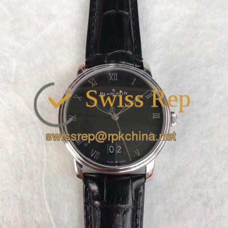 Replica Blancpain Villeret Grande Date 6669-1127-55B HG V2 Stainless Steel Black Dial Swiss 6950