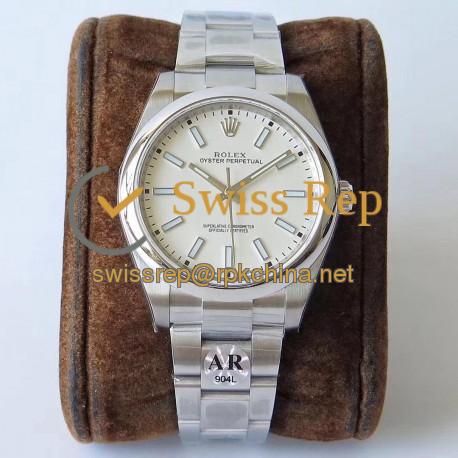 Replica Rolex Oyster Perpetual 39 114300 AR Stainless Steel 904L White Dial Swiss 3132