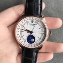 Replica Rolex Cellini Moonphase 50535 RXW Rose Gold White Dial Swiss 2824