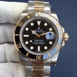 Submariner Date 116613 LN Noob Factory V8 24K Yellow Gold Wrapped & SS Black Dial 2836
