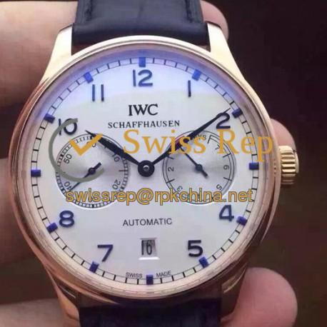 Replica IWC Portuguese IW500704 Power Reserve Rose Gold White Dial Blue Markers Swiss IWC 52010