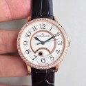 Replica Jaeger-LeCoultre Ladies Rendez-Vous Night & Day 3442430 34MM Noob Rose Gold & Diamonds White Dial Swiss 898A/1