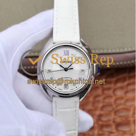 Replica Cle De Cartier 40MM WSCL0018 ZY Stainless Steel White Dial M9015