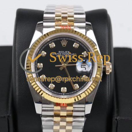Replica Rolex Datejust 36MM 116233 GM Stainless Steel 904L & Yellow Gold Black Dial Swiss 2824-2