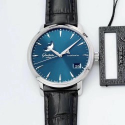 Senator Excellence Panorama Date Moon Phase ETCF SS Blue Dial 100-04