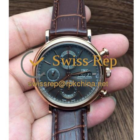 Replica IWC Portofino IW 391021 Chronograph Rose Gold Gray Dial Swiss 7750