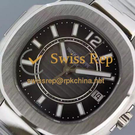 Replica Patek Philippe Nautilus 7011 Ladies Stainless Steel Black Dial Swiss Eta Quartz