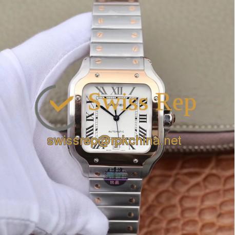 Replica Cartier Santos De Cartier Large Automatic W2SA0006 BV Stainless Steel & Yellow Gold White Dial M9015