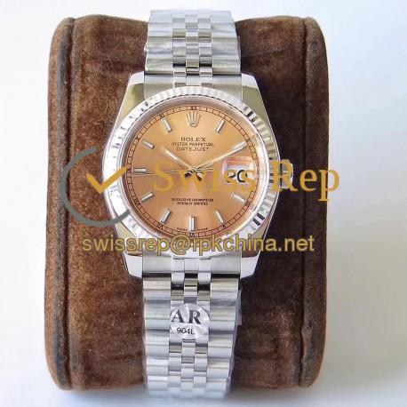 Replica Rolex Datejust 36MM 116234 AR V2 Stainless Steel 904L Rose Gold Dial Swiss 3135