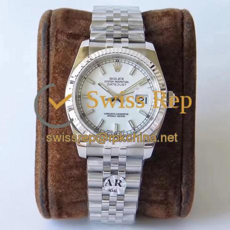 Replica Rolex Datejust 36MM 116234 AR V2 Stainless Steel 904L White Dial Swiss 3135