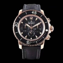 Fifty Fathoms Chrono Flyback 5085FB OMF Rose Gold Black Dial 7750 (Free Strap)