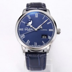 Senator Panorama Date Moon Phase V9F SS Blue Dial 100-04