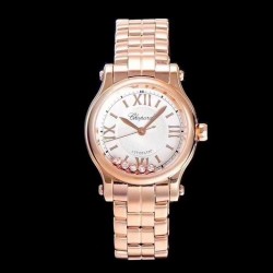 Happy Sport 36mm Automatic YF Ladies Rose Gold Silver Dial 2892