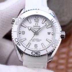 Seamaster Planet Ocean 600M 39.5mm VSF SS White Dial Leather Strap 8800
