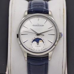 Master Ultra Thin Moon 34mm TWF SS Silver Dial Blue Leather Strap JLC 925