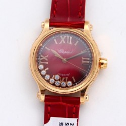 Happy Sport 33mm Automatic ZF Ladies Rose Gold Red MOP Dial M9039