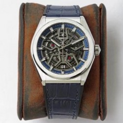 Defy Classic LF SS Skeleton Blue Dial Blue Leather Strap 2892