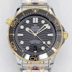 Seamaster Diver 300M ORF Yellow Gold & SS Black Dial 8800 (Free Strap）