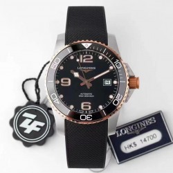 HydroConquest ZF Rose Gold & SS Black Dial Black Rubber Strap 2824